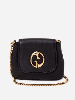 Gucci Black Pebbled Leather '1973' Crossbody Bag